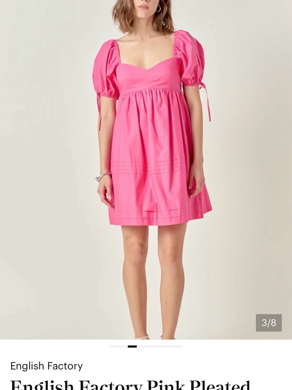 English Factory Bright Pink Puff-Sleeve Mini Dress